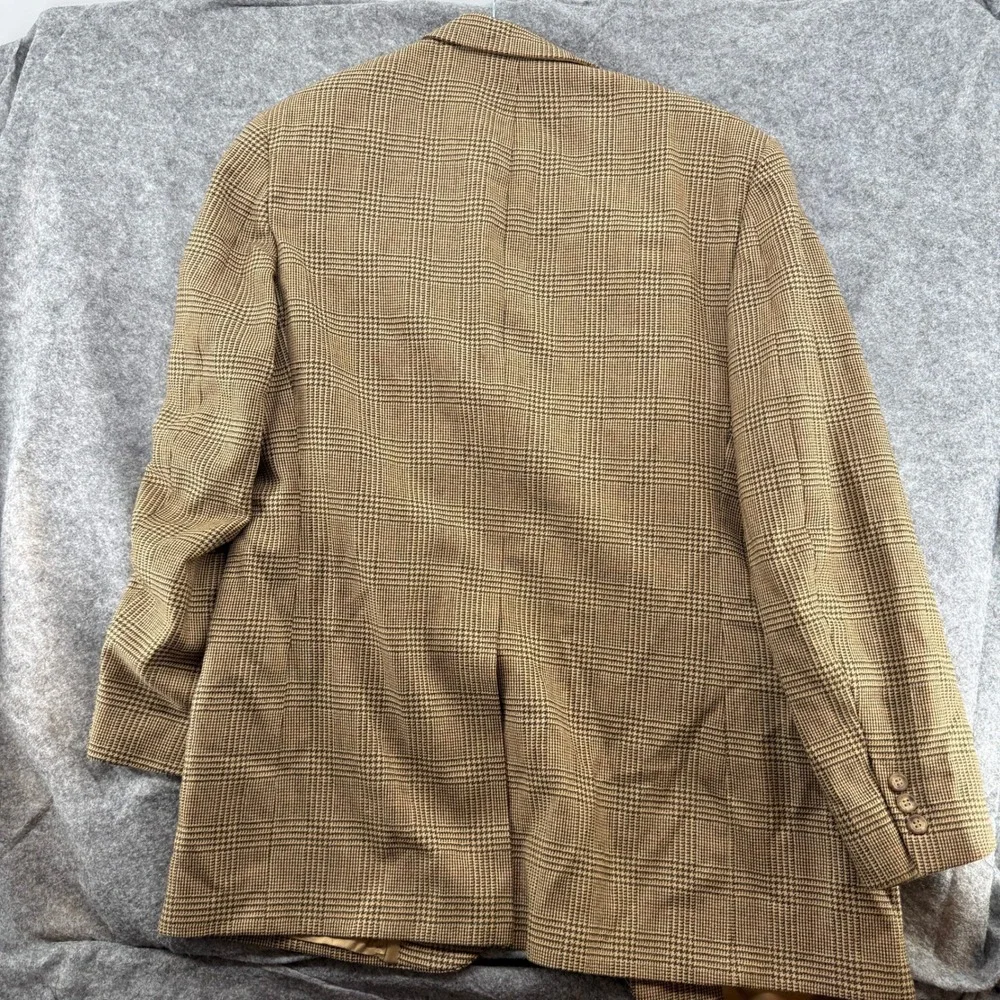 Brooks‎ Brothers Sport Coat VTG 43LG Tan Glen Plaid Two Button Blazer Jacket USA